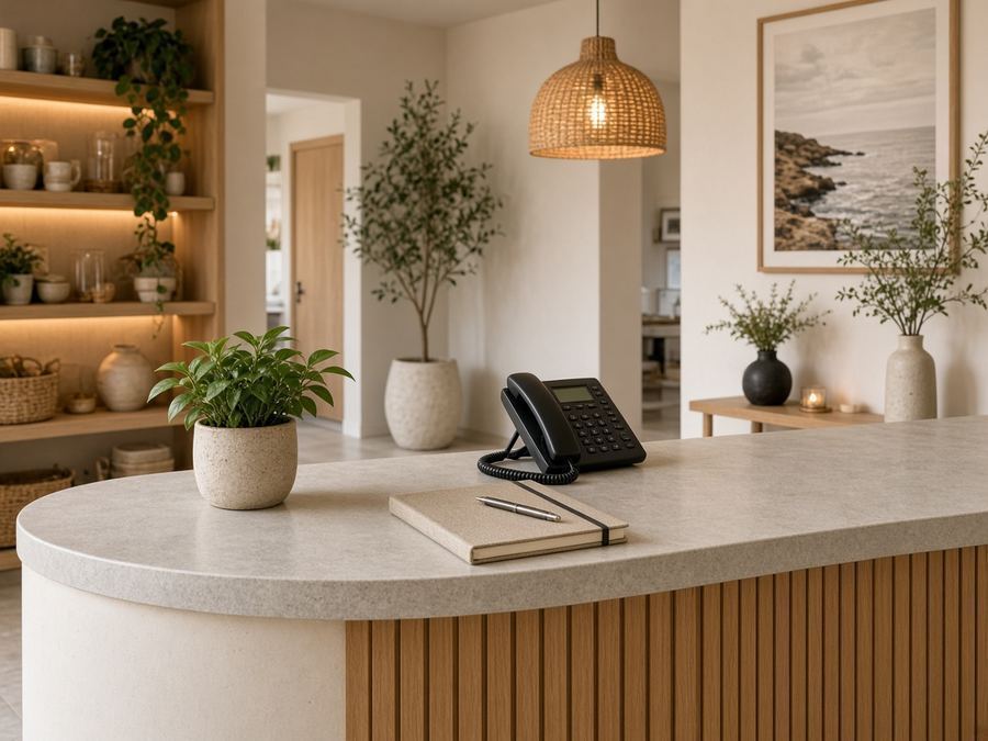 Contact desk at Tidalpath Studio in Limassol